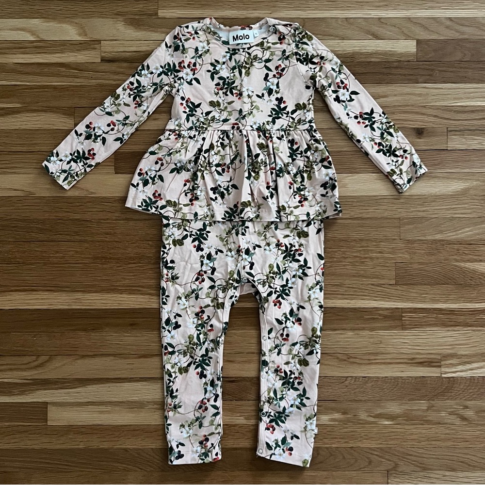 NWOT Molo Floral Bramble Rose Peplum One-Piece Outfit for Toddler Girl